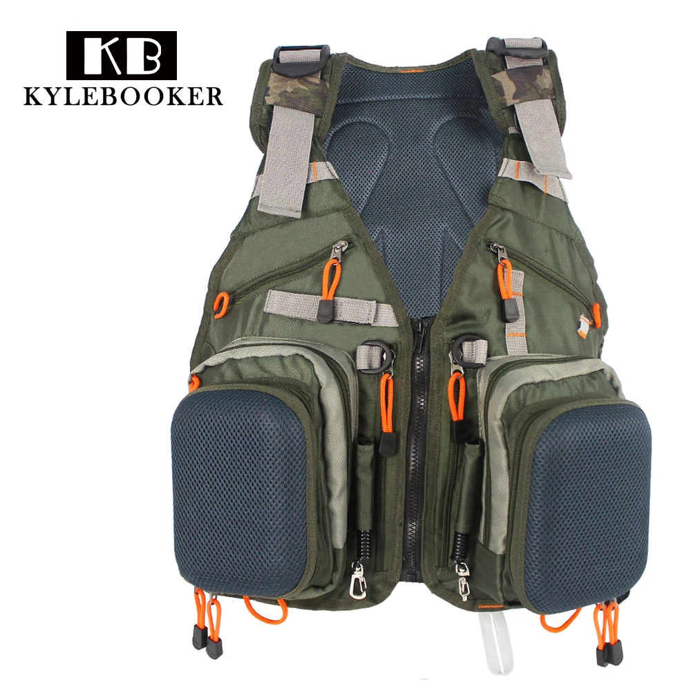 Army Green Adjustable Fly Fishing Vest Pack Multifunction Pockets Outdoor Sports Fishing Vest