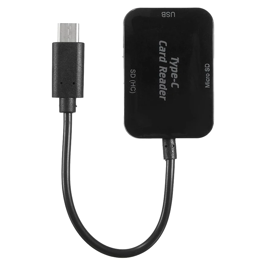 Usb type C к USB 2,0 концентратор SD TF считыватель карт OTG адаптер для Macbook 12 дюймов черный