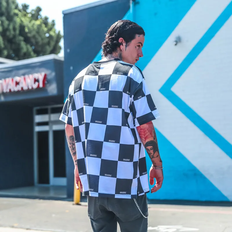 Checkerboard-Plaid-Printed-Man-s-T-shirts-High-Streetwear-Casual-Loose-Fit-Summer-New-Top-Tees (1)