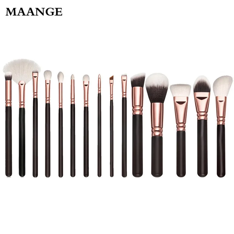 

15PCS Maange Makeup Brushes Set Foundation Powder Eyeshadow eyelashes rose gold Powder Foundation ovale makeup brush cosmetics