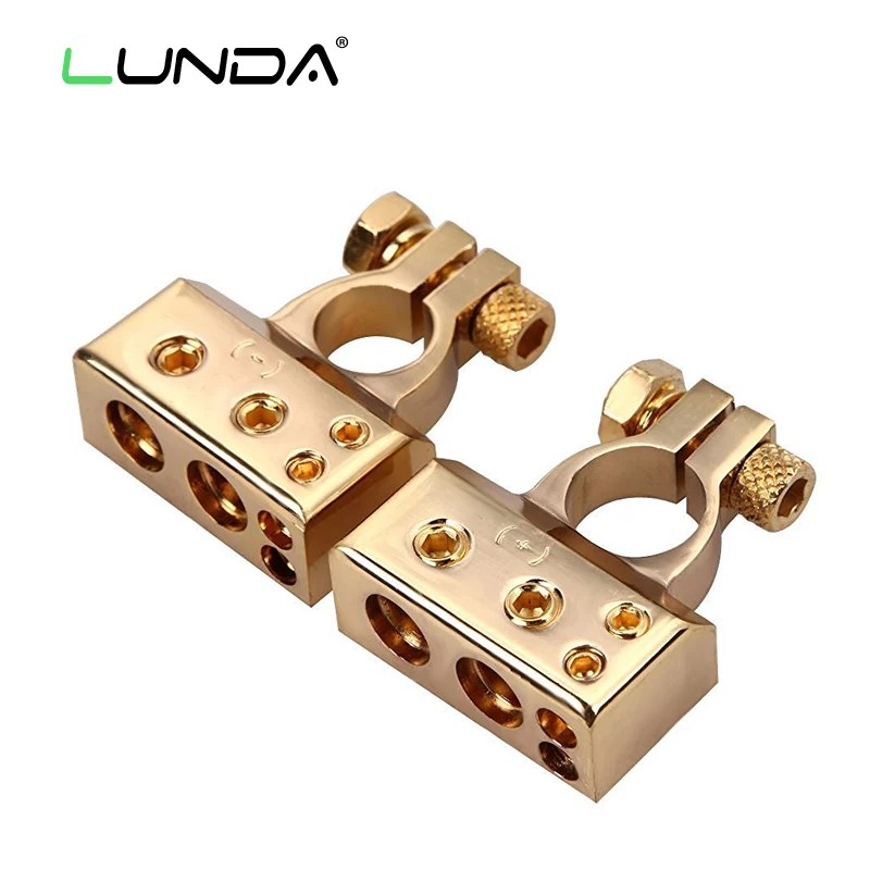 LUNDA Gold plated Car font b Battery b font Terminal Positive negative Car font b battery