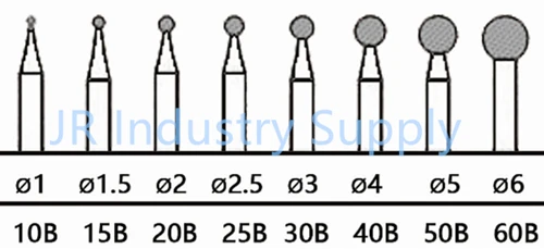 Jrealmer 10 шт./лот DIY BM-B Круглый Шар Алмазные Заусенцы биты Dremel Заусенцы Роторный инструмент Шлифовальная головка гравировка травление абразивный инструмент