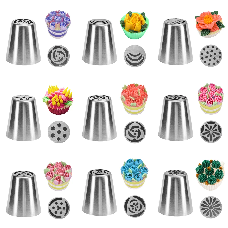 

VOGVIGO Russian Tulip Icing Piping Nozzles Stainless Steel Flower Cream Pastry Tips Nozzles Bag Cupcake Cake Decorating Tools