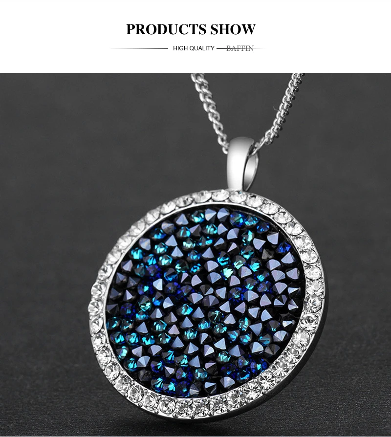 BAFFIN роскошные оригинальные кристаллы от Swarovski Макси круглый кулон ожерелье Серебряный цвет для женщин вечерние аксессуары для свадьбы подарки