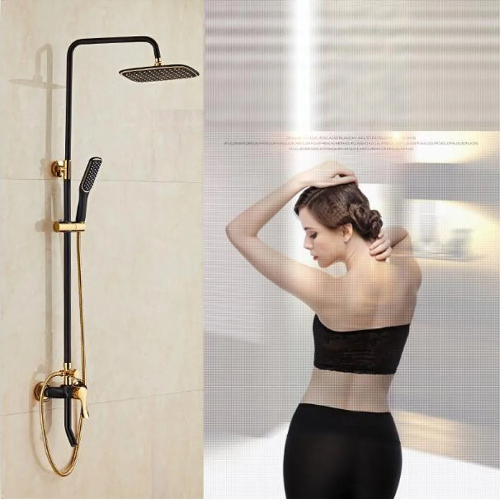 

Dofaso retro bathroom rain shower faucet mixer Luxury Golden shower set antique gold shower set bathroom black color faucets