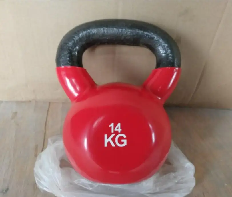 14 кг пластиковые наконечники в гантели фитнес чайник-Белл Вес подъема Kettlebell