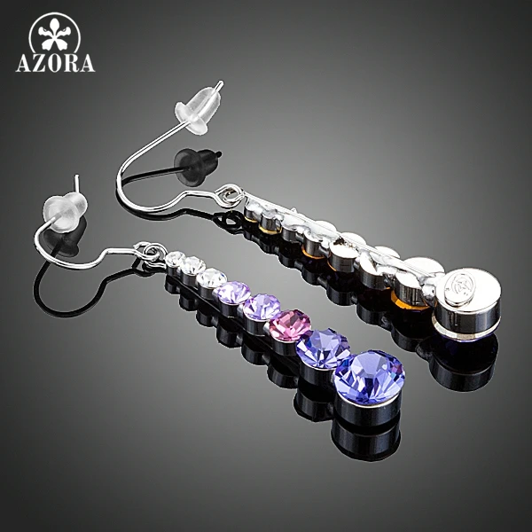 AZORA Multicolour Round Stellux Austrian Crystal Wedding Drop Earrings For Women TE0260