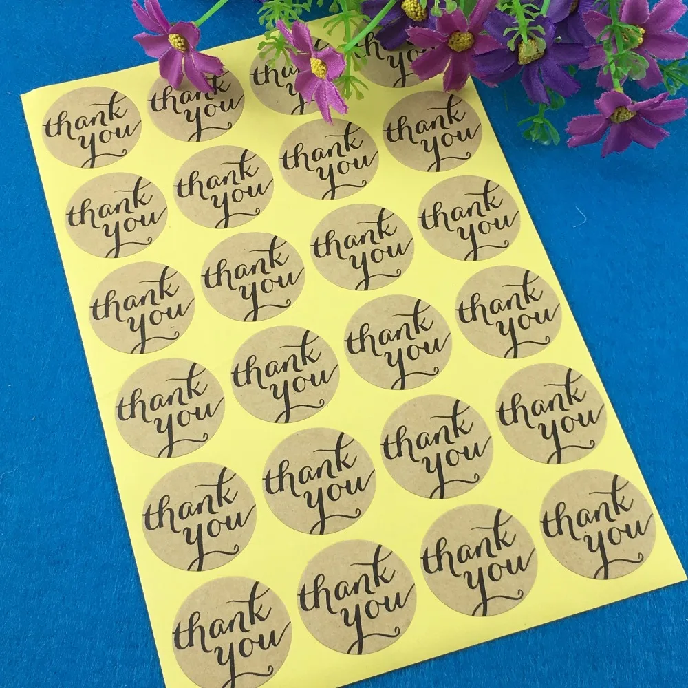 120PCS 3cm Round Thank You Sticker Labels kraft paper stickers labels