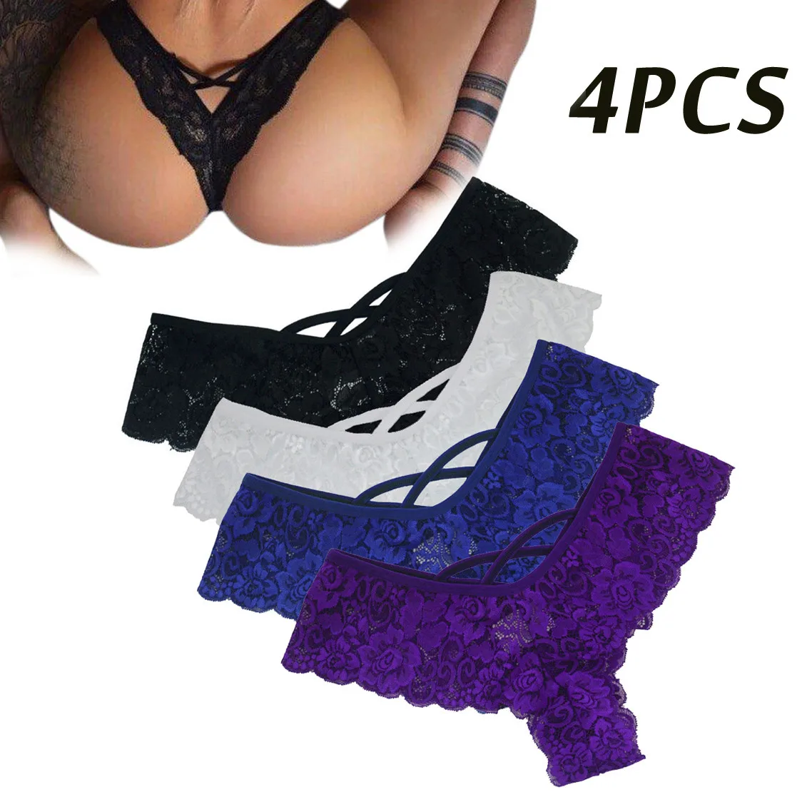 

New Sexy Lace Thong Panties Good Elastic Underwear Women Mini G-string G String V Back Strappy Brazilian calcinha 3XL 2XL XL-S D