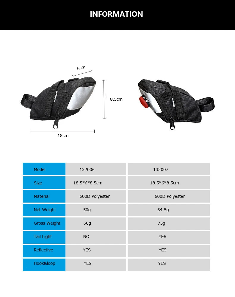 Flash Deal Handlebar Bag Cycling Bike Saddle Bag Seat Bag Wedge Pack  Bicycle Strap-On Rear Back Tail Wight Light 3