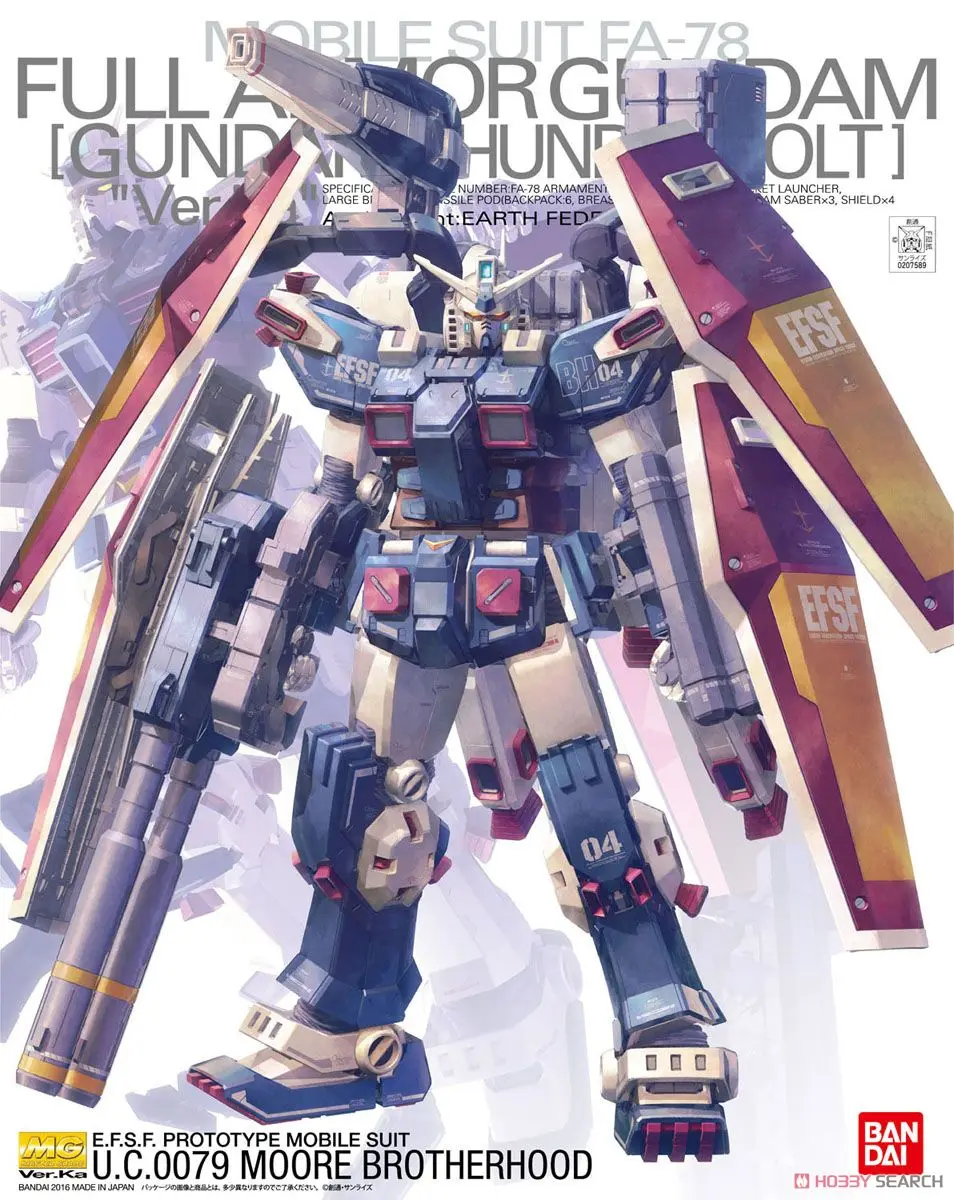 

Bandai 1/100 MG FULL ARMOR GUNDAM VER.KA THUNDERBOLT VER Mobile Suit Action Figures Assemble Model Kits toy