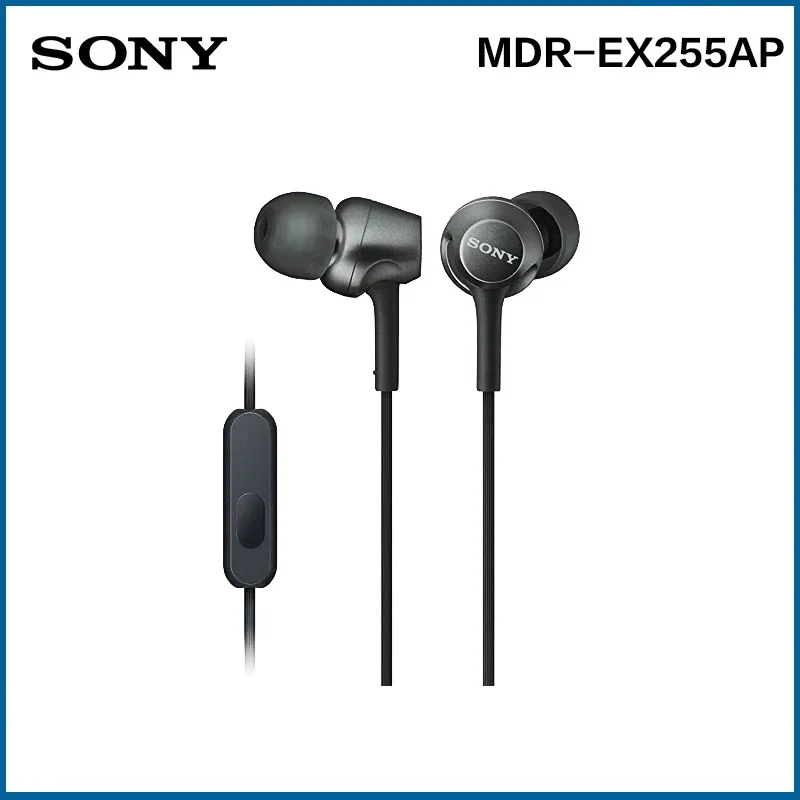 Оригинальные наушники SONY MDR-EX255AP 3,5 мм проводные наушники музыкальные наушники гарнитура Hands-free с микрофоном для xiaomi Huawei смарт-телефон