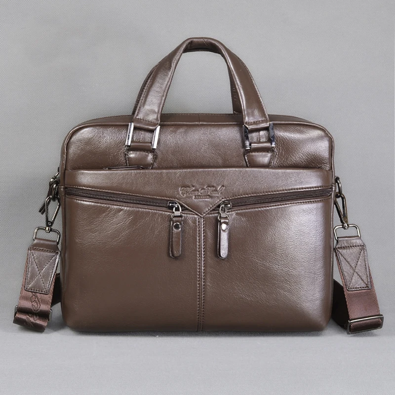 

CHEER SOUL Genuine Leather Man Bag Business Men Bags Laptop Tote Briefcases Crossbody Bags Shoulder Handbag Men's Messenger Bag