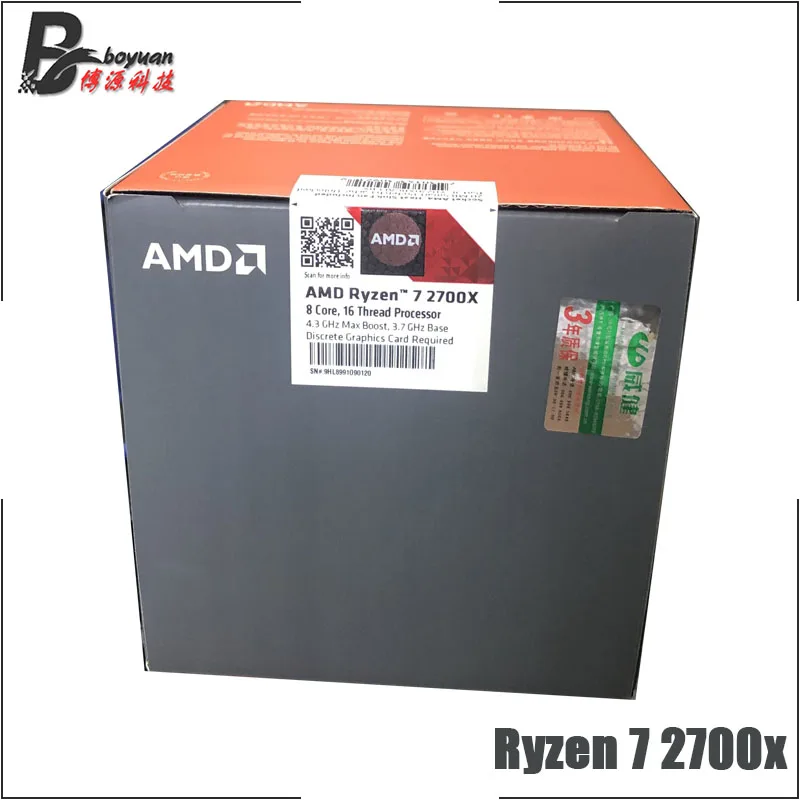 Процессор AMD Ryzen 7 2700X R7 2700X3,7 GHz Восьмиядерный синтеидальный процессор L3 = 16M 105W YD270XBGM88AF Socket AM4 и с вентилятором