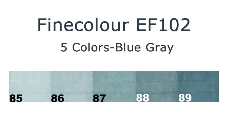 Finecolour EF102 щетка серого художественный маркер гибкий мягкий наконечник ручки 5/8/55 двухслойный чехол для смартфона с принтом Прохладный/теплый белый/натуральный/тон Серый маркеры нарисовать Render - Цвет: 5 colors blue gray