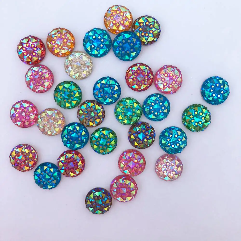 

50PCS AB Resin 10mm round Crocodile skin Flatback rhinestone scrapbook ornaments wedding crafts DIY buttons PF288