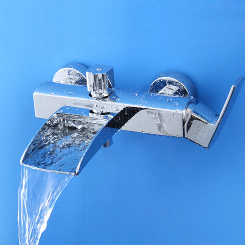 Полированный хромированный настенный кран Водопад для ванной комнаты|faucet