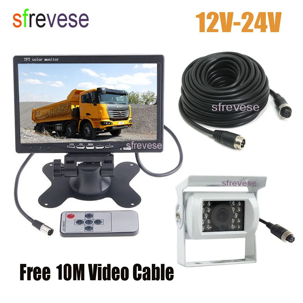 White 4Pin CCD Reversing Parking Backup Camera + 7