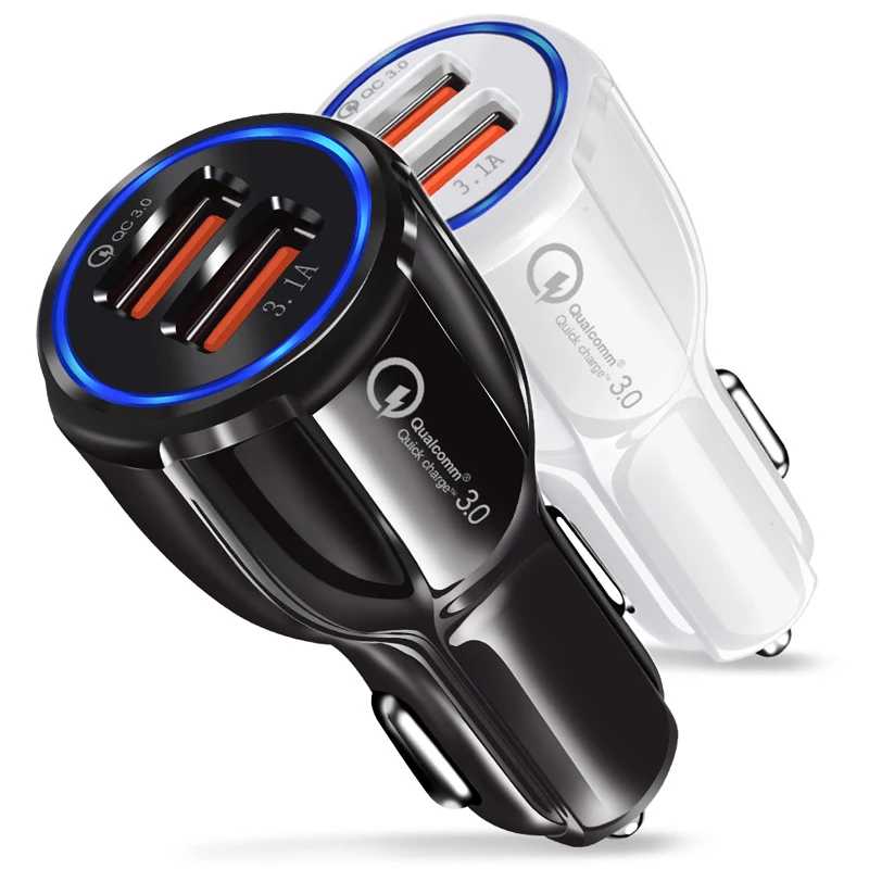 

Quick Charge 3.0 Charger QC 3.0 5V 9V 12V Dual USB Car Charge Fast Charger Mobile Phone Universal LED Light Car Lighter Slot