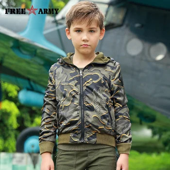 

Autumn Spring Jacket Reversible Girls Kid Jackets Boys Coats Sport Military Casual Camouflage Outerwear & Coats Fashion Children