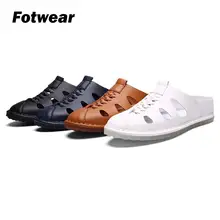 Fotwear; мужские кожаные сандалии; повседневная обувь; уличные сандалии; классические удобные мужские летние туфли; кожаные шлепанцы; большие размеры