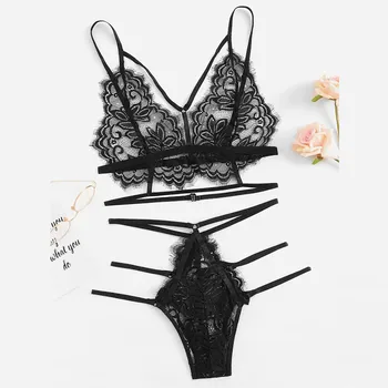 

Lingerie Lace Solid Muslin Sleepwear Lenceria Women Corset Underwire Racy Underwear Sexy Bra Set Tops+Briefs Sexy Lace Lingerie
