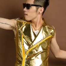 Мужской костюм личности мужской жилет dj мужская одежда paillette верхняя одежда костюмы певицы одежда S-XL