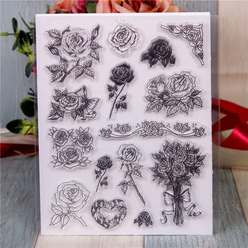 

Rubber Silicone Clear Stamps for Scrapbooking Tampons Transparents Seal Background Stamp Card Making Diy flower Stempel