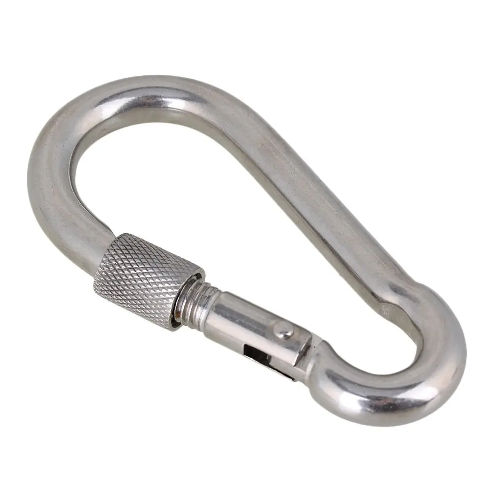 

Spring Snap Hook Carabiner Silver 304 Stainless Steel with Screw Lock