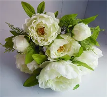 (3 teile/los) Hohe qualität weiß künstliche seide pfingstrose blumen blumenstrauß für hochzeit Chrismas geschenk dekoration