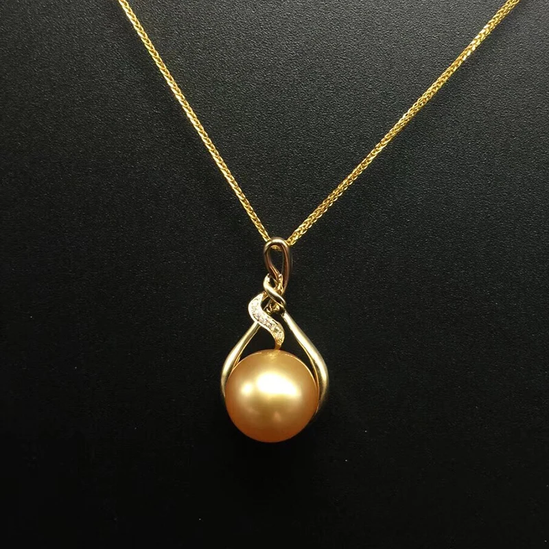 Sinya 18K Gold Real diamond pendant with southsea gold pearl fine necklace choker include au750 gold chains high quality  (3)