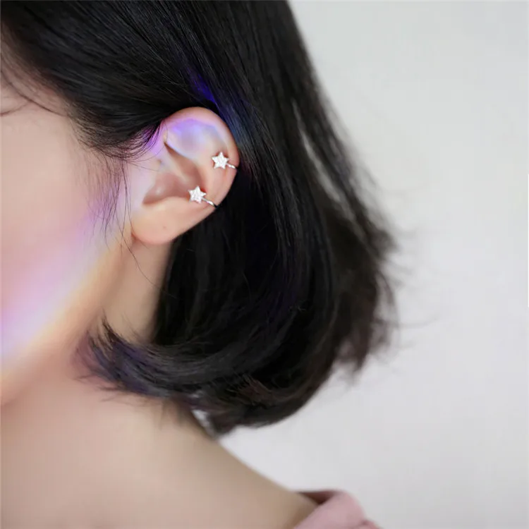 

Cute Shiny Zircon Pentagram Star Ear Clips Earings No Pierced Ear Bone Clip Earclip Earrings for Women Jewelry Ornament A1116