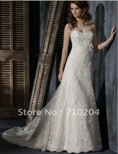 2012 White Hot-Sale Famous Brand Beautiful Top Quality Lace with Bow Wedding Dress PR 109 | Свадьбы и торжества