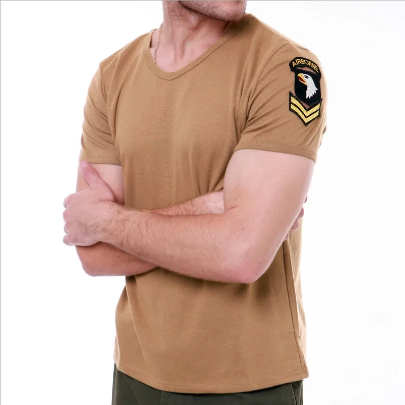 

Men's Military Style 101st Airborne Division V-Neck T Shirt Summer Breathable Men's Top Tee