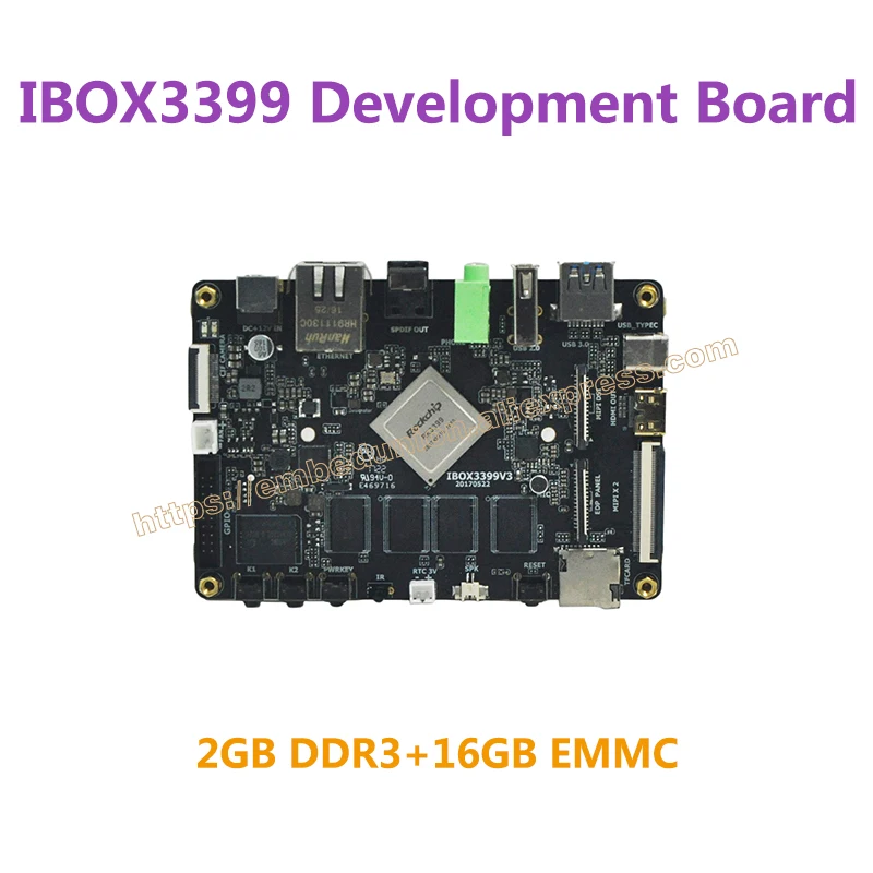 

IBOX3399 Development Board RK3399 ARM Cortex-A72*2+Cortex-A53*4,2.0GHz*2+1.5GHz*4,2GB RAM,16GB EMMC