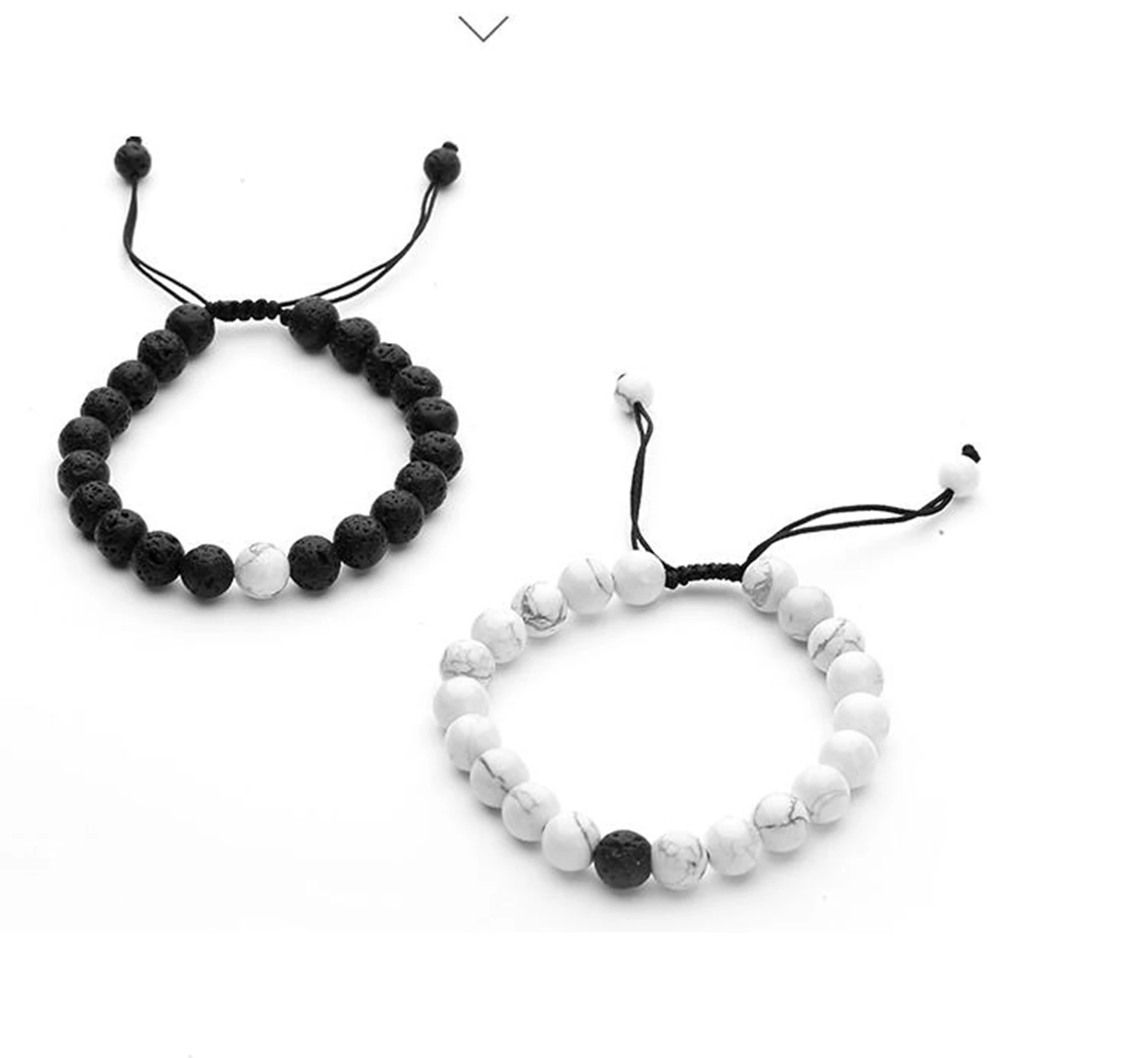 2PCS/lOT Fashion Friendship Woven Stone Bracelet Natural Howlite Chakra Healing Men Lava Bangle for Love | Украшения и аксессуары