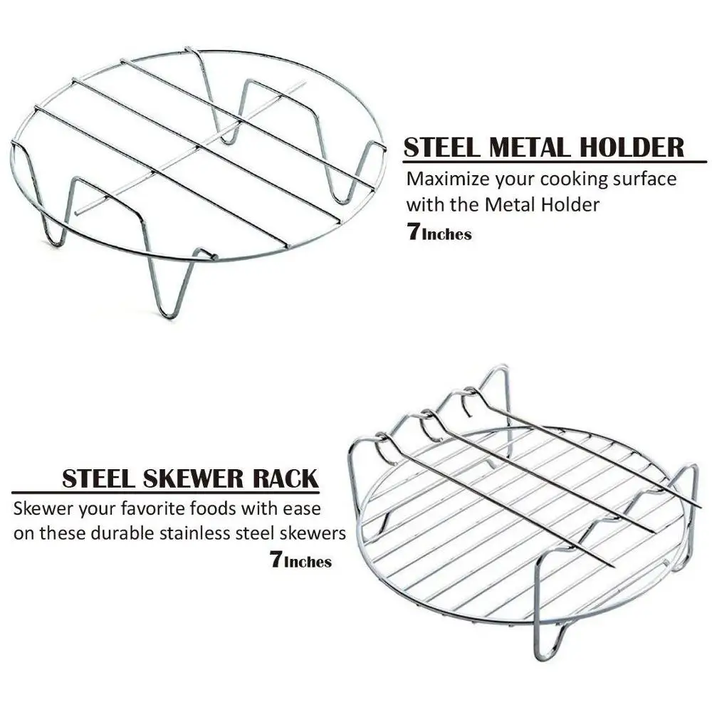 Воздушные приборы для фритюрницы 7 дюймов 7 шт. набор для 3,5-5.8QT каждая модель корзина для выпечки двойной гриль