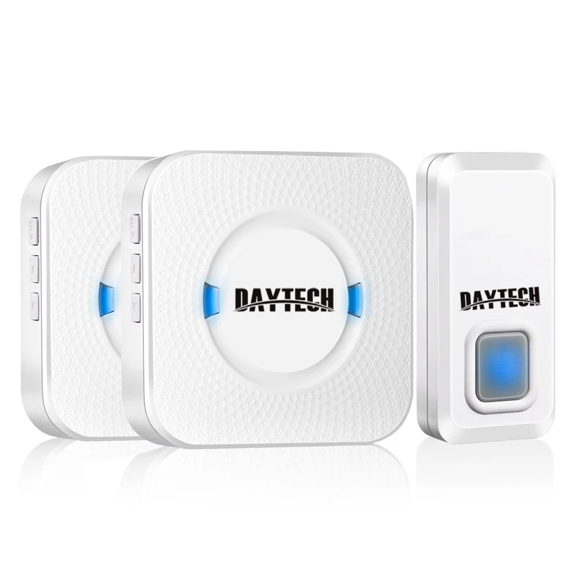 

DAYTECH Plug-in Wireless Door Bell Waterproof Doorbell 2 Receivers LED Indicator 1 remote Button Range 300 in open area