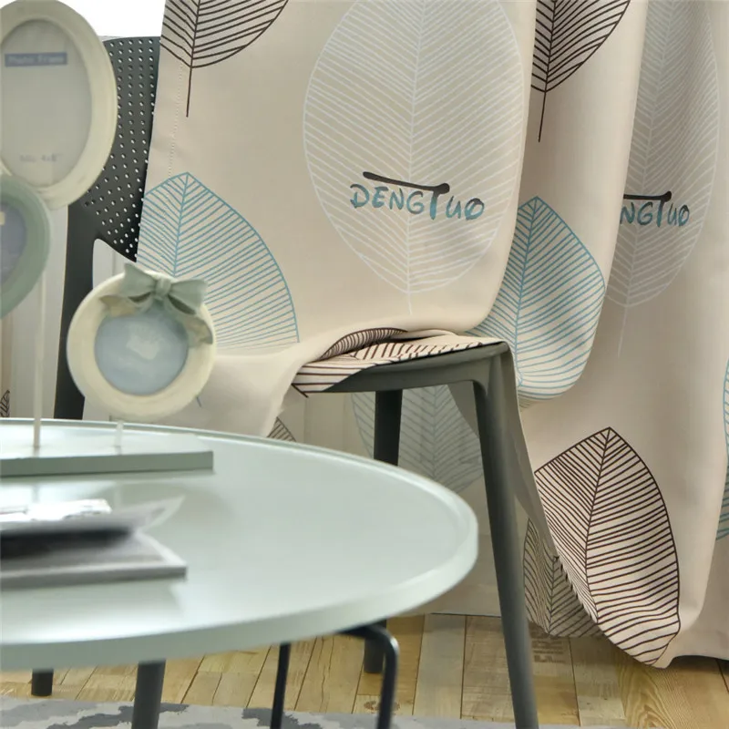 Modern Polyester Cotton Curtain For Living Room Children Bedroom Cartoon Leaf Printed Voile Curtain kids Curtains Cloth Modern Polyester Cotton Curtain For Living Room Children Bedroom Cartoon Leaf Printed Voile Curtain kids Curtains Cloth