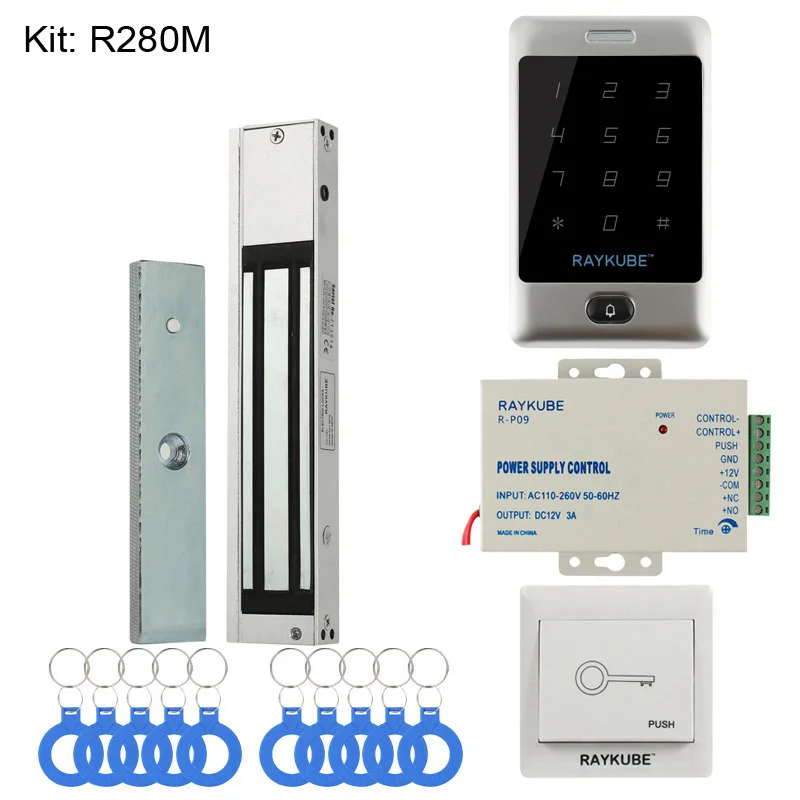 RAYKUBE дверной комплект контроля доступа система с металлической сенсорной клавиатурой RFID ключи электронный комплект замков - Цвет: 280M