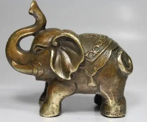 NICE CHINESE OLD Manual hammer brass Chinese auspicious peace elephant statue Garden Decoration Brass Bronze | Дом и сад