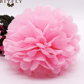 

100Pcs/lot 20cm Tissue Paper Pom Pom Handmade Pompom Flower Wedding Car Party Birthday Home Garden New Year Christmas Decoration