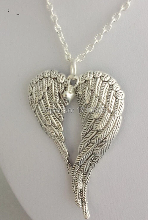 

10PCS Hot Fashion Vintage Silver Large Double Angel Wings Charms Pendants For Necklace Bracelets DIY Jewelry Free Shipping Q191