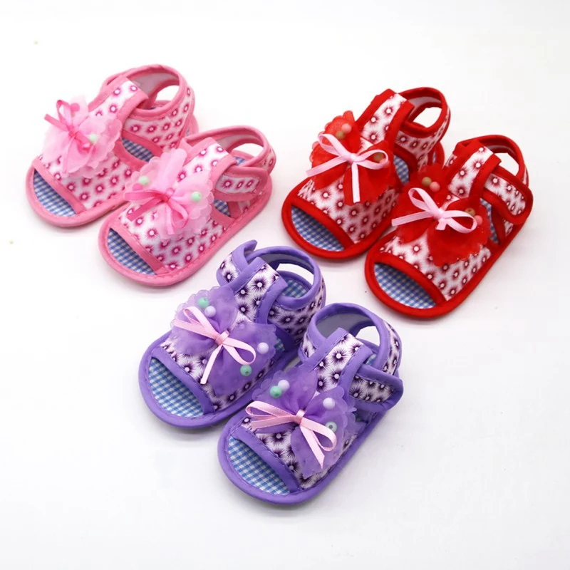 

Kids Baby Girl Soft Sole Summer Shoes Anti-slip Prewalkers Mesh Bowknot Design First Walkers Walking Shoes Baby Girls New