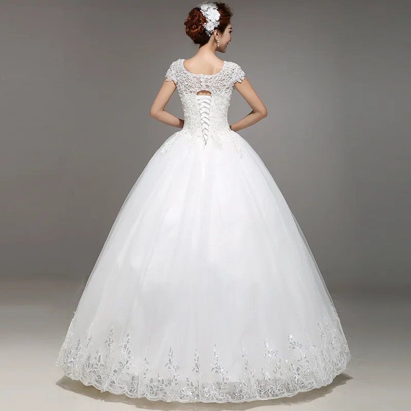 Новые весенние и летние модные свадебные платья vestido de noiva, корейский стиль, Белое Бальное Платье принцессы на шнуровке