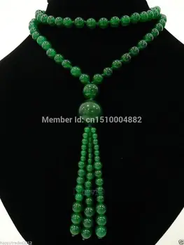 

PARTY NECKLACE GREEN BEADS LONG NECKLACE PENDANT, 30 INCHES
