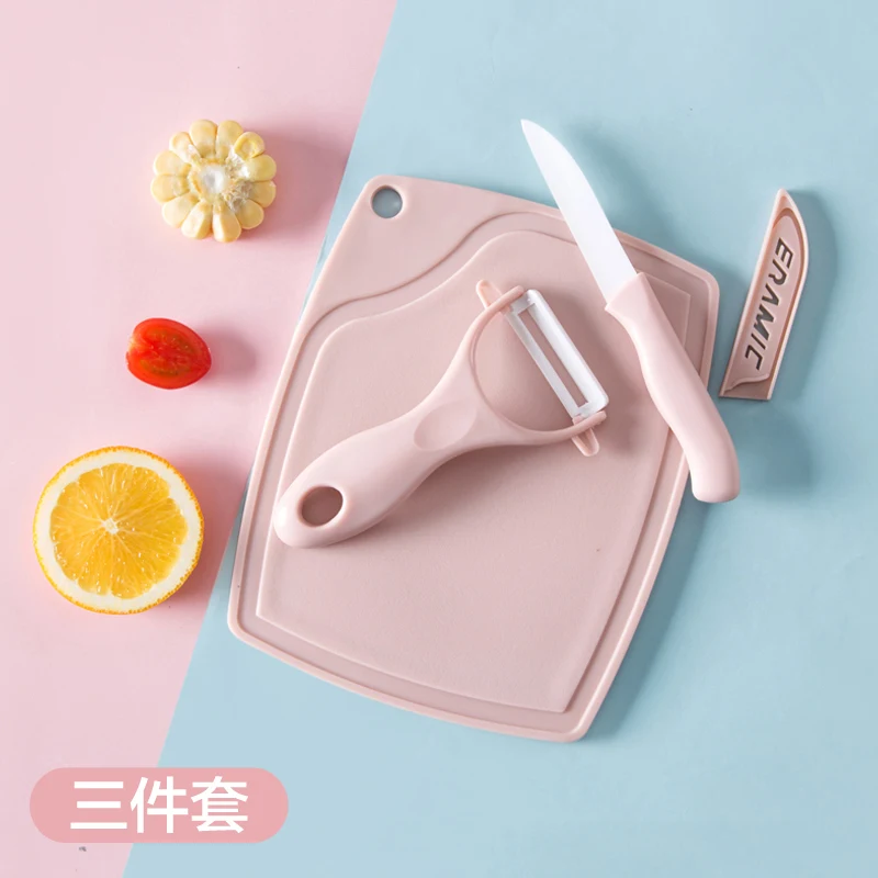 Ceramic fruit knife peeler cutting board three-piece kitchen ceramic peeling LW1220357 | Дом и сад