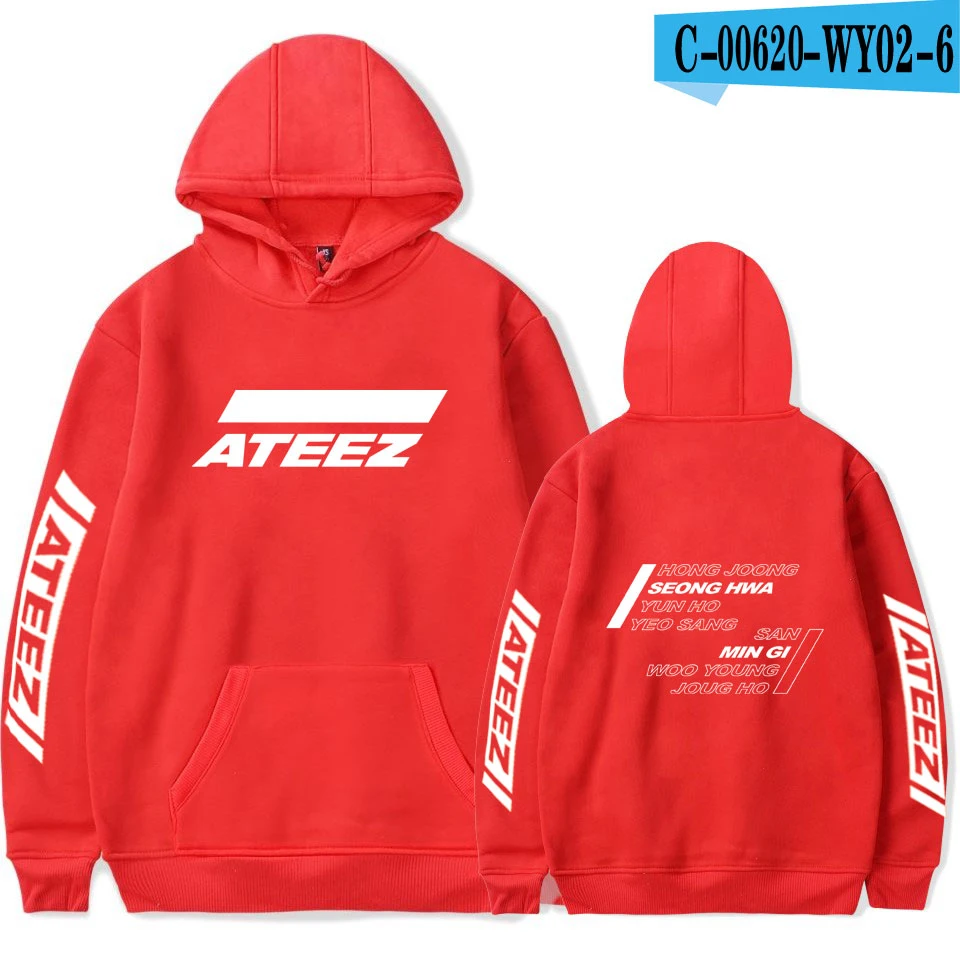 ATEEZ свитшот с капюшоном с принтом популярного подростка Z новая Корейская команда Harajuku Повседневная Горячая Распродажа толстовки KPOP ATINY Толстовка - Цвет: red