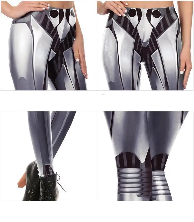 Для женщин леггинсы с цифровой печатью Железный Металл Armour Legins робот брюки для