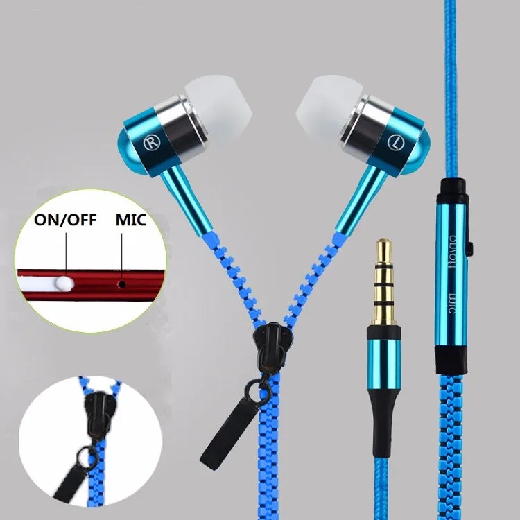 

Metal Zipper Earphones 3.5mm in-ear Earphone with Microphone for IPHONE for SamsungStereo Bass In-Ear Wired Ear Phones